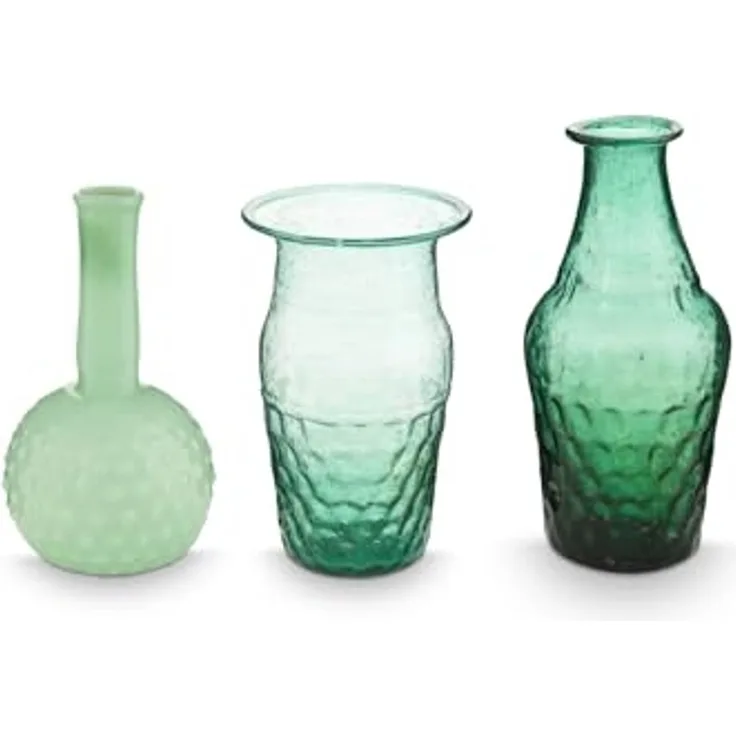S/3 Vasen Glas BluGrn