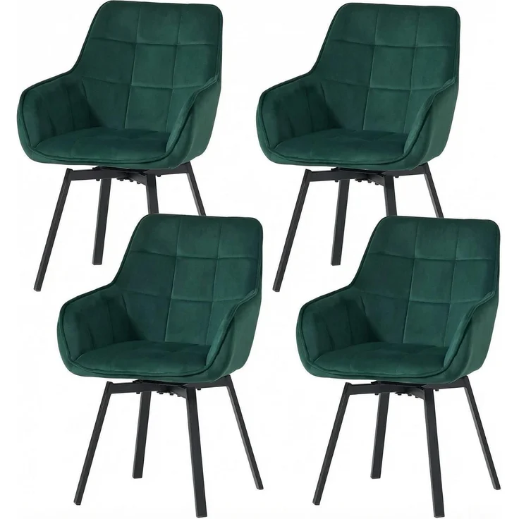 Esszimmerstühle drehbar Armlehne Polsterstuhl 4er Set Samt Grün – Bild 1
