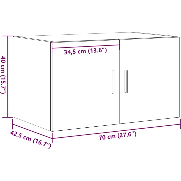 vidaXL Wandschrank Altholz 70 x 42,5 x 40 cm Holzwerkstoff 869150 – Bild 10