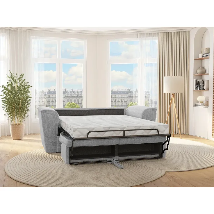 Vente-unique - RIZORA Sofa Stoff Grau - B 223 cm96 cm x H 88 cm x L 210 cm – Bild 2