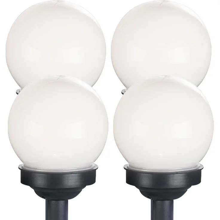 4er Set LED Solarkugel weiß, Erdspieß, DxH 10x38 cm