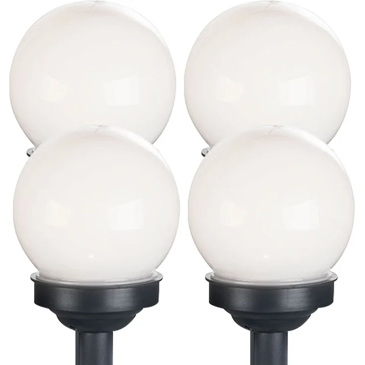 4er Set LED Solarkugel weiß, Erdspieß, DxH 10x38 cm – Bild 1