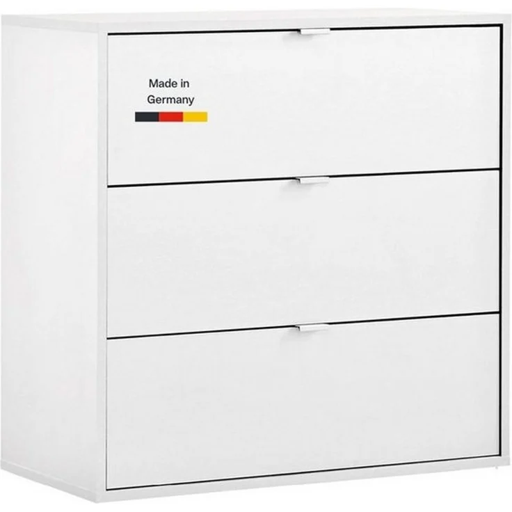 mokebo Sideboard Die Stilvolle (80x73x40cm, mit 3 Schubladen), Made in Germany, Nachttisch, Highboard, Anrichte, Sideboard in Weiß – Bild 1