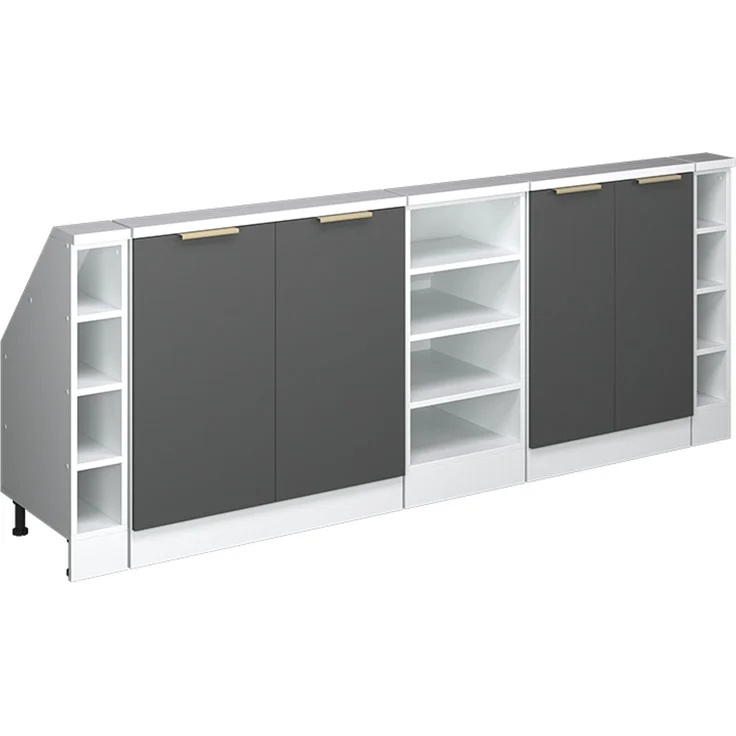 Küchenschrank für Dachschrägen R-Line Anthrazit-Gold/Weiß 210 cm 5er Set Vicco – Bild 1