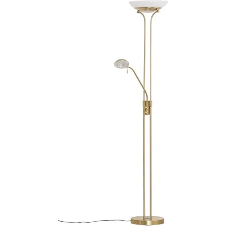 Lindby LED Stehlampe, dimmbare Deckenfluter mit verstellbarem Lesearm, Metall messing, Höhe 183 cm, für Wohnzimmer und Büro – Bild 1