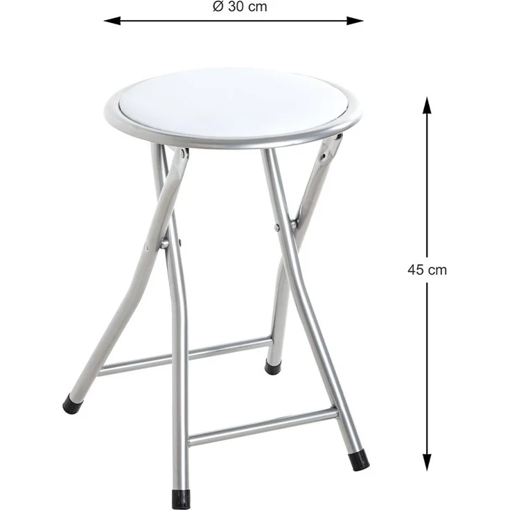 Klapphocker Olga / Ouzo, Kunstleder, Metall, Silber, Weiß, 30 x 45 x 30 cm – Bild 5