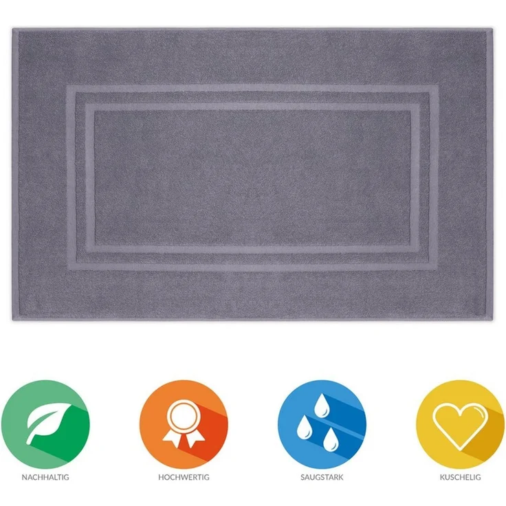 Lavea Badematte Bali, Höhe 3 mm, rutschhemmend, beidseitig nutzbar, strapazierfähig, fußbodenheizungsgeeignet, waschbar, schnell trocknend, Bio-Baumwolle, rechteckig, hochwertiger und nachhaltiger Premium Duschvorleger – saugstarke Faser – Bild 1