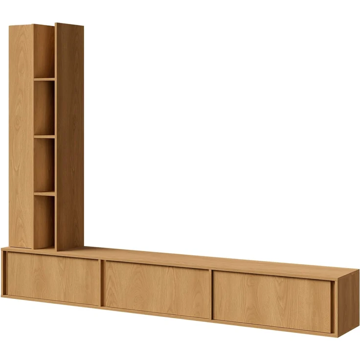 AX LIVING Varelo TV-Wände Eiche Carmel – TV-Board 230 cm hängend, Regal links – Bild 2