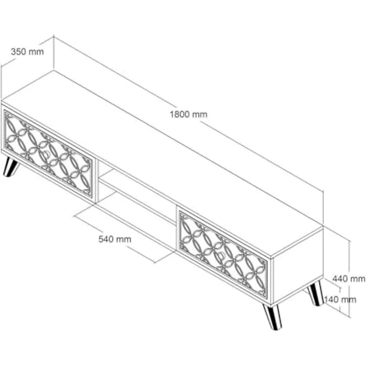 Dmora Tv-Möbel Atlux 180x35x44 cm Braun 2 Regale 4 Fächer – Bild 2