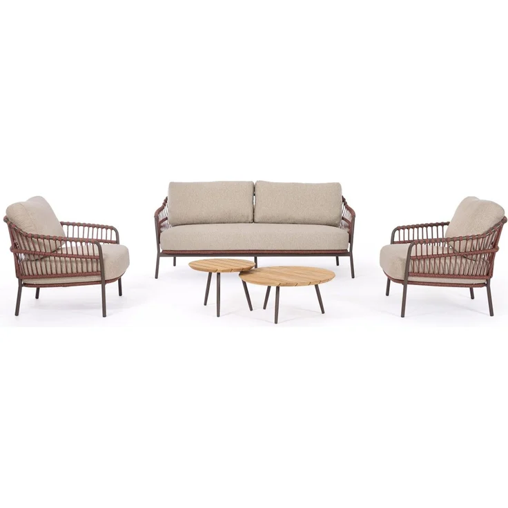 Gartensessel Aitalia aus Metall, modernes Design, Java Rot, gepolstert, abnehmbare Kissen – Bild 10