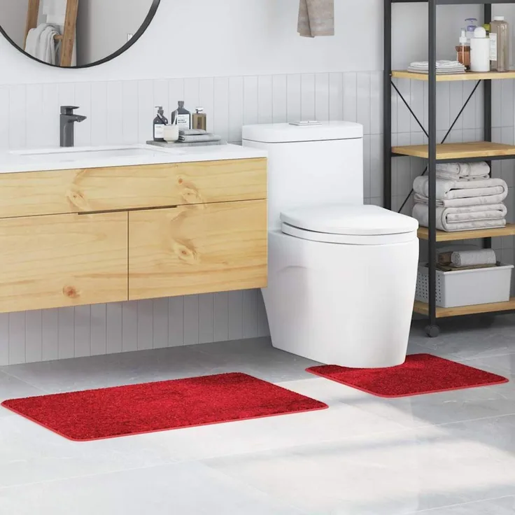 vidaXL Anti-Rutsch Badematten-Set 2 Stk. Rot 50 x 50 cm PP 4019858