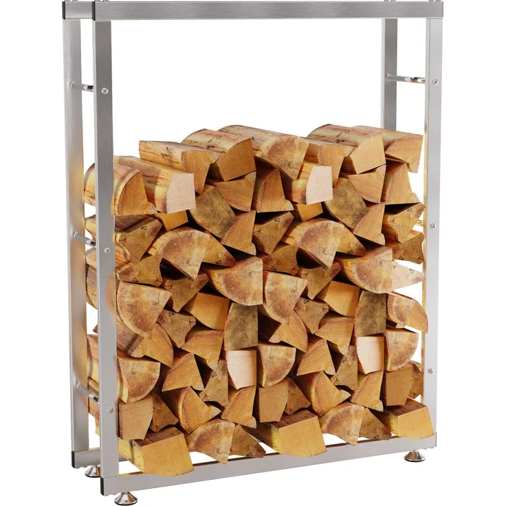 DELUKE® Kaminholzregal innen Metall SATLO - für Feuerholz Brennholzregal innen Kaminholzständer Kaminholzhalter Feuerholzregal InnenEdelstahl, 25x80x125cm