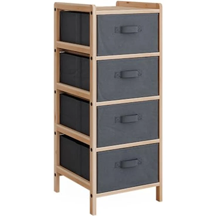 Kommode Bruno Grau 34.5 x 86 cm mit 4 Stoffschubladen Vicco – Bild 2