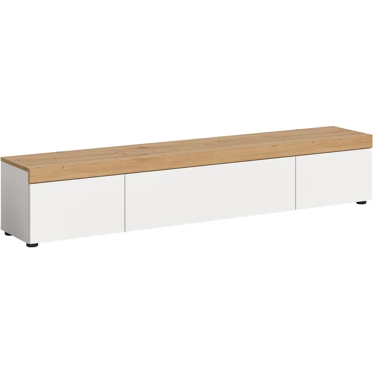 Lowboard groß (B/H/T: 180x34x33 cm) in weiß Nachbildung