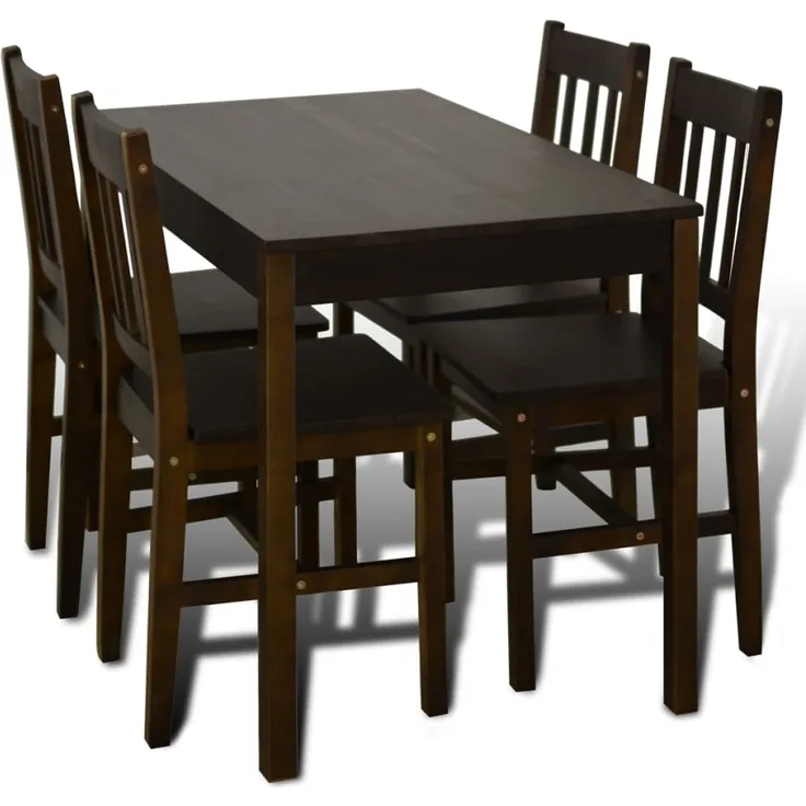 Esstisch Holztisch mit 4 Holzstühlen Esszimmerset braun 241221