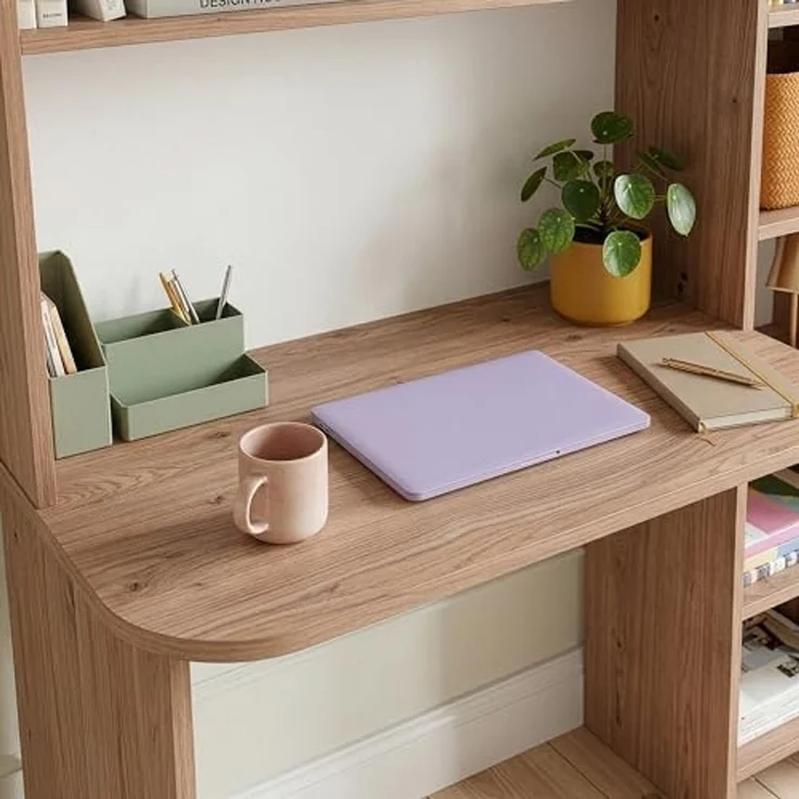 Schreibtisch mit Regal Onega 143 x 114 x 40 cm Holzfarben [en. casa] – Bild 6