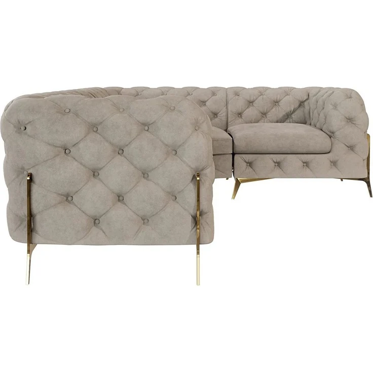 S-Style Möbel Ecksofa Chesterfield Ashley mit Goldene Metall Füßen, Die Eckeinheit kann entweder rechts- oder linkshändig sein, mit Wellenfederung – Bild 2