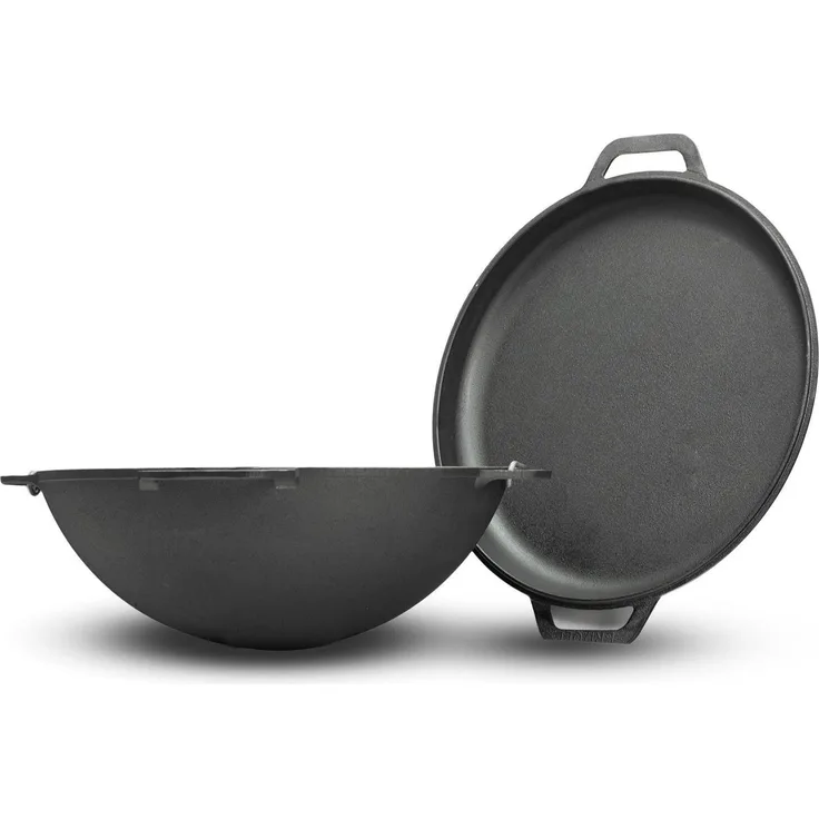 12L Kazan Schwenktopf Gusseisen Kasan DeckelBratpfanne Grill Campingtopf Kessel