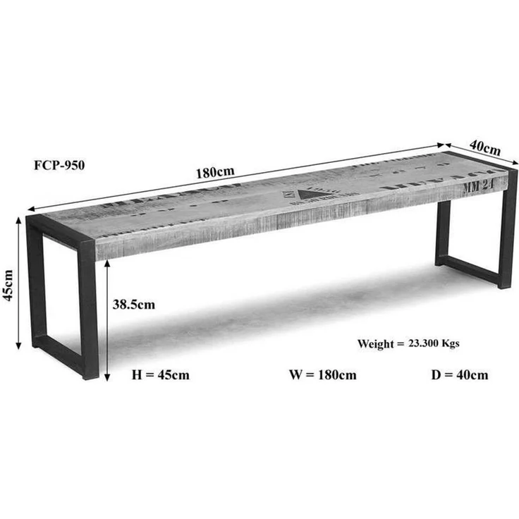 Bank Mango 180x45x40 natur bedruckt FACTORY #114 – Bild 3
