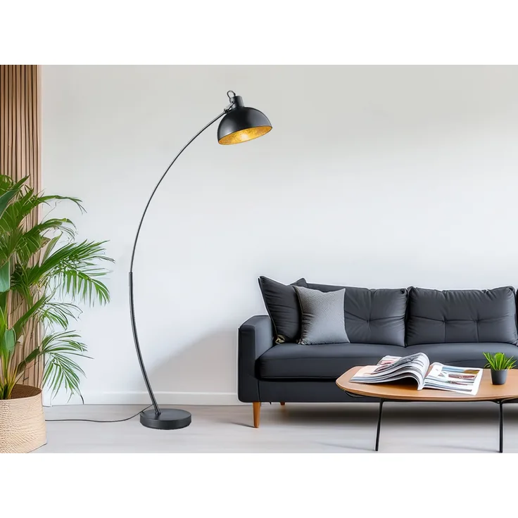 R46041032 Stehleuchte RECIFE Stehlampe ca. 155 cm schwarz / goldfarbig max. 60W