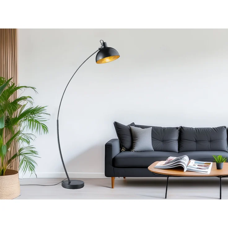 R46041032 Stehleuchte RECIFE Stehlampe ca. 155 cm schwarz / goldfarbig max. 60W – Bild 1