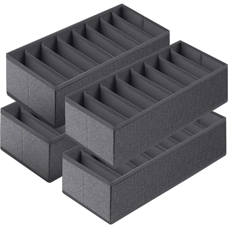 Sekey Aufbewahrungsbox Set aus Vliesstoff Faltbare Schubladen Organizer für Schrank und Kleiderschrank mit Fächer 22 x 51 x 11 cm 4 Stück – Bild 2