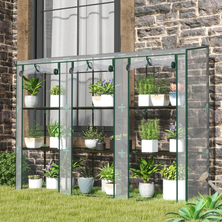 MELAYR, Gartengewächshaus mit 3 Regalböden, Balkongewächshaus, 78 x 50 x 11 cm, Transparent – Bild 4