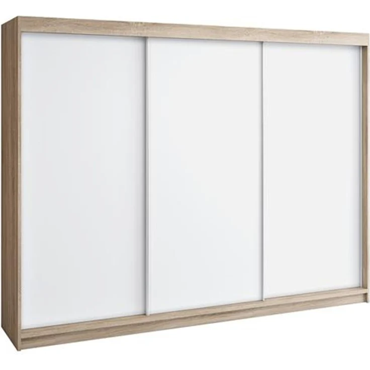 Schwebetürenschrank MERO 3-türig Schrank 200 cm Farbe: Sonoma ,weiß – Bild 1