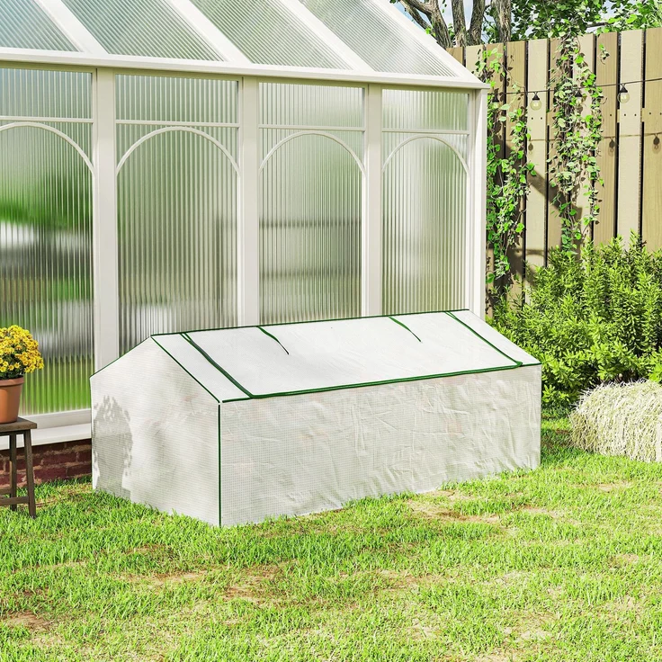 Outsunny Gewächshaus, Metall, PE, Weiß, 180L x 90B x 70H cm – Bild 9