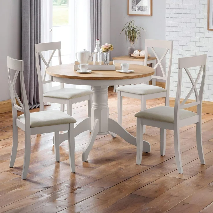 Julian Bowen Set of 2 Davenport Dining Chairs, Oak & Elephant Grey – Bild 4