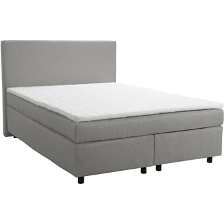 Boxspringbett 'Paxos 1' Hotelbett 140x200 Bonellfederkern Bett mit Topper hellgrau – Bild 4