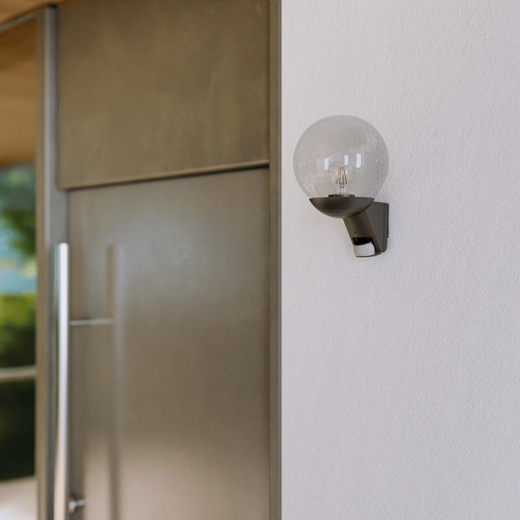 Steinel Außenwandleuchte L 585 S anthrazit, 180°-Bewegungsmelder, E27-Fassung, max. 60 W, Glas, IP44 – Bild 3