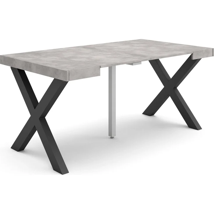 Skraut Home | Ausziehbarertisch | Multifunktionaler ausziehbarer | 160 | Für 8 Gäste | Massivholz Beine | Moderner Stil | Zement