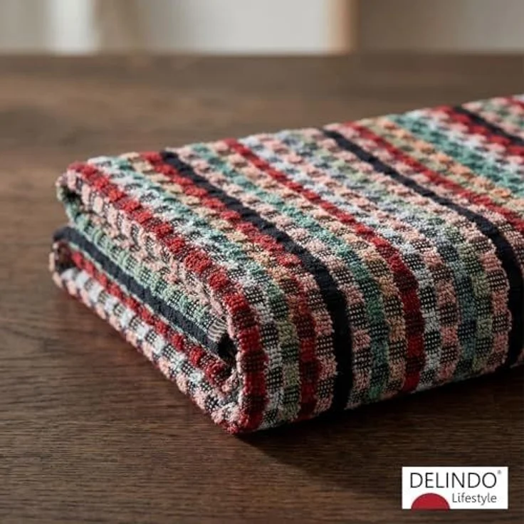 Delindo Lifestyle Handtuch Frottier Grubentuch, 50x90 cm, Frottier (5-St), Multicolor kariert aus Baumwolle – Bild 4