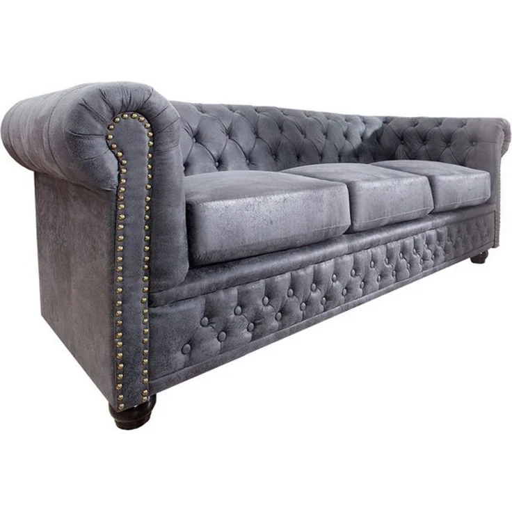 riess-ambiente Sofa CHESTERFIELD 200cm antik grau, Einzelartikel 1 Teile, Wohnzimmer · Microfaser · 3-Sitzer · Federkern – Bild 4