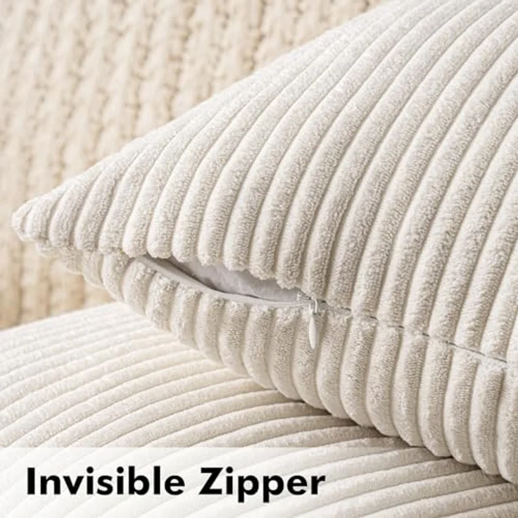 MIULEE 2er Set Weihnachten Kissenbezüge Kord Kissenhülle Dekorative Kissenbezug Sofakissen Couchkissen Dekokissen Zierkissenbezug Deko Kissenhülle mit Verstecktem Reißverschluss 40x40 cm Beige – Bild 4