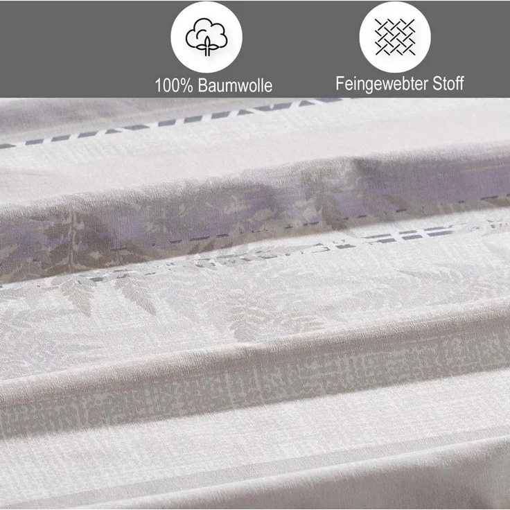 Buymax Bettwäsche Luxury, Renforcé, 2 teilig, Bettbezug-Set 100% Baumwolle 155x220 cm Reißverschluss gestreift Lila – Bild 3