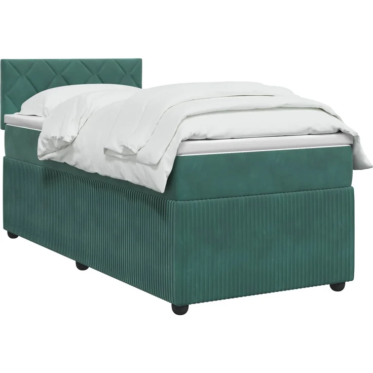 vidaXL Boxspringbett mit Matratze Dunkelgrün 80 x 200 cm Samt 3451574 – Bild 3