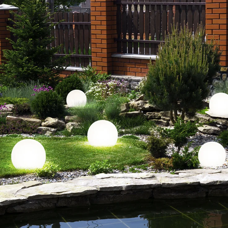 5er Set LED Solarkugel weiß, Erdspieß, DxH 10x38 cm – Bild 8