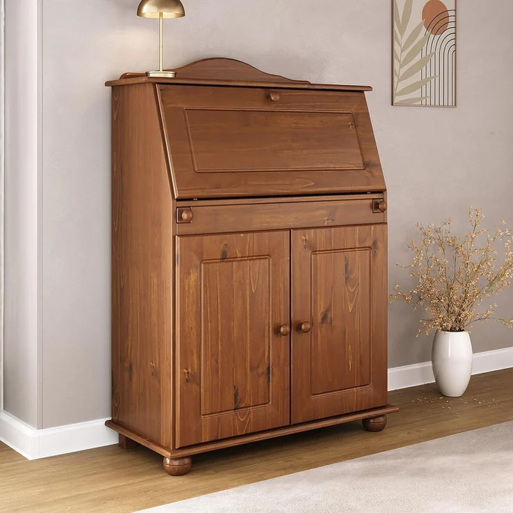 IDIMEX Sekretär DAVID, Schreibtisch Landhausstil aus Massivholz mit Stauraum Kastanie Finish – Bild 4