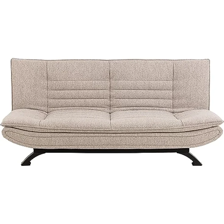 AC Design Furniture Jasper Schlafsofa in Beige, mit 3 Liegepositionen, Moderner 3-Sitzer ohne Armlehne, Gepolstertes Sofa mit Bouclé-Bezug und Schwarzen Beinen, B: 196 x H: 91 x T: 98 cm – Bild 5