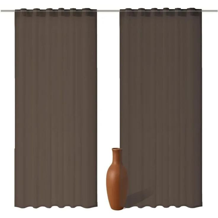 2er Set Schlaufenschal Voile braun 300cm transparent - Höhe (cm): 300, Farbe: Braun