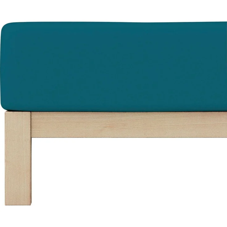 Schlafgut 'Pure' Spannbettlaken, Gummizug: rundum, für Matratzen bis 30cm Höhe, Bio-Baumwolle mit Elasthan, Petrol Deep, S 90x190 cm - 100x220 cm – Bild 4