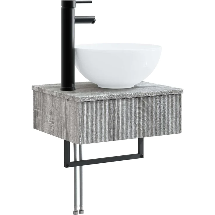 vidaXL Badezimmerschrank-Set 5 stk. Grau Sonoma 33 x 34,5 x 160 cm 3406009 – Bild 4