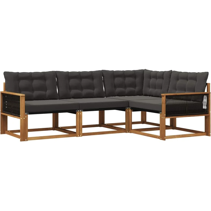 vidaXL Outdoor-Sofagarnitur 4 stk. 4-Sitzer Natur und Schwarz 3381392 – Bild 2
