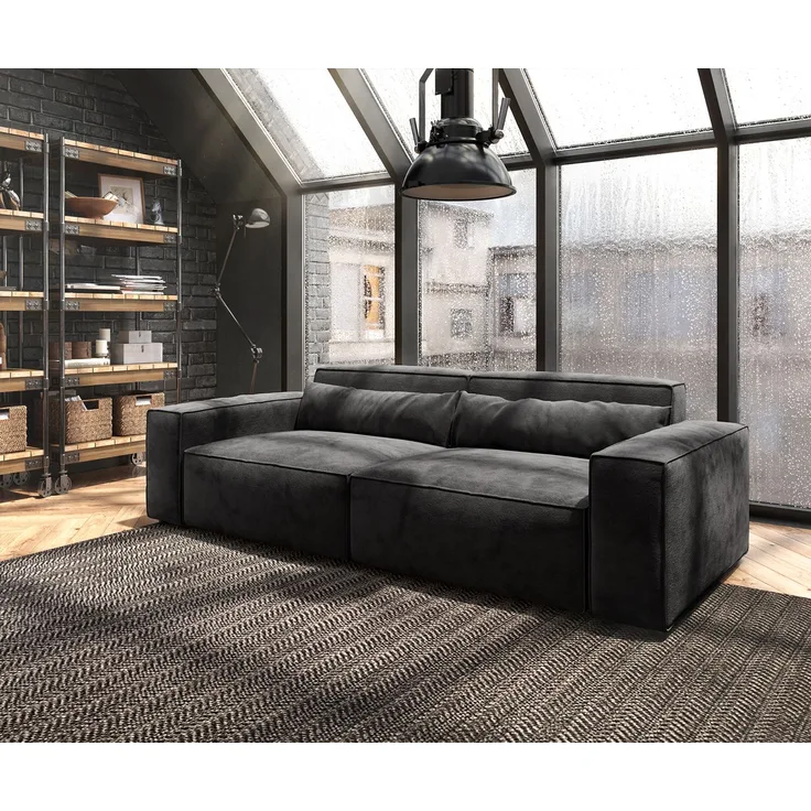 Big-Sofa Sirpio L 260x110 cm Mikrofaser, schwarz