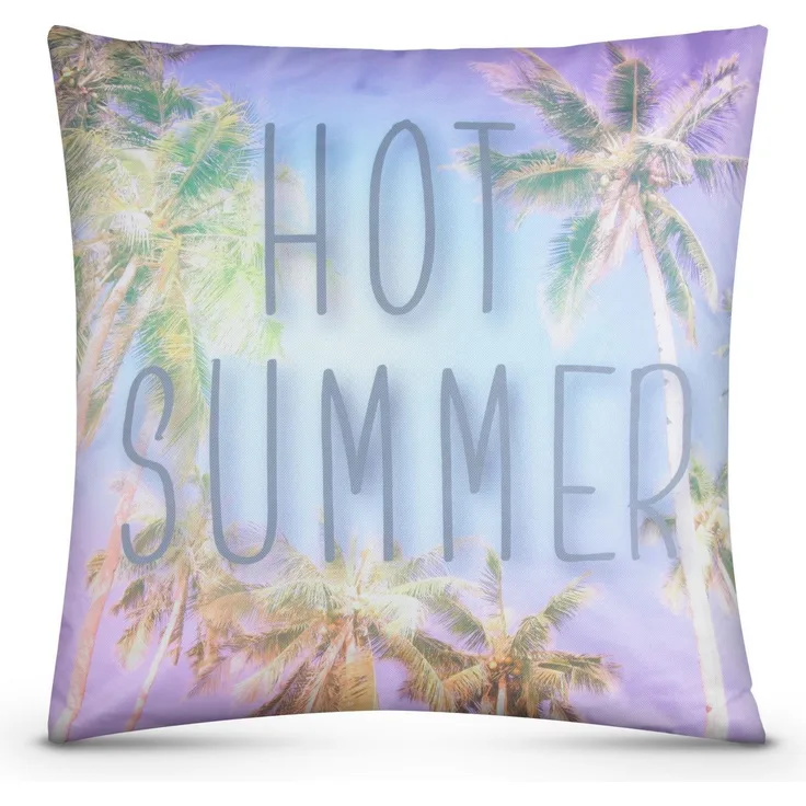 Outdoor Kissen mit Paspel ( 45 x 45 cm ) Dekokissen Garten - Reißverschluss - Schmutz- und Wasserabweisend - abnehmbarer Kissenbezug Hot Summer 1er-Pack