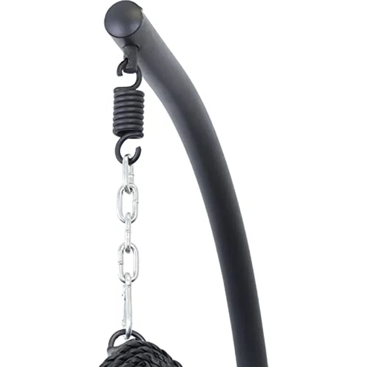 Luxus Hängesessel Style XXL Korb Gestell Schwarz mit Relaxkissen Grau – Bild 7