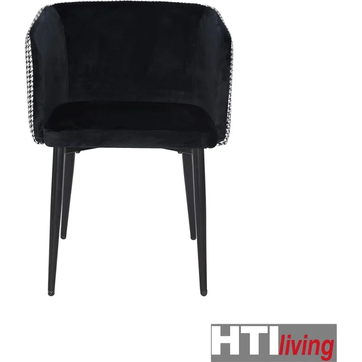 HTI-Living Esszimmerstuhl Stuhl Destin Hahnentritt Schwarz-Weiß (Stück, 1 St), Esszimmerstuhl Armlehnenstuhl Samt Muster – Bild 3