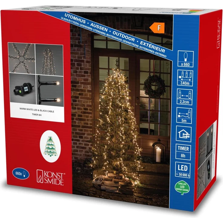 KONSTSMIDE LED-Baummantel, 660-flammig, Micro LED Compactlights Lichterkette mit Ring, 6 Stränge à 110 Dioden – Bild 1